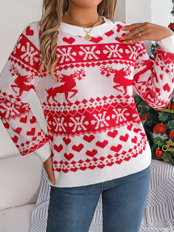 Reindeer & Hearts Knit Sweater – Best Holiday Attire Christmas | Chuzko.com