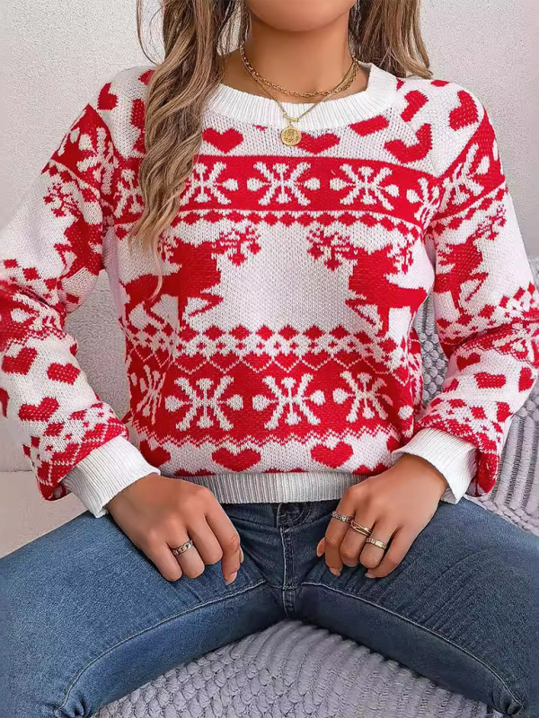 Reindeer & Hearts Knit Sweater – Best Holiday Attire Christmas | Chuzko.com