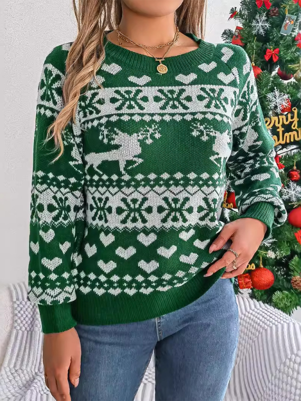 Reindeer & Hearts Knit Sweater – Best Holiday Attire Christmas | Chuzko.com