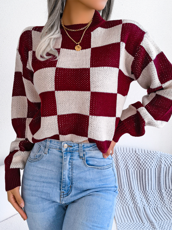 Yin-Yang Checkerboard Knits – Long Sleeve Sweaters Sweaters | Chuzko.com