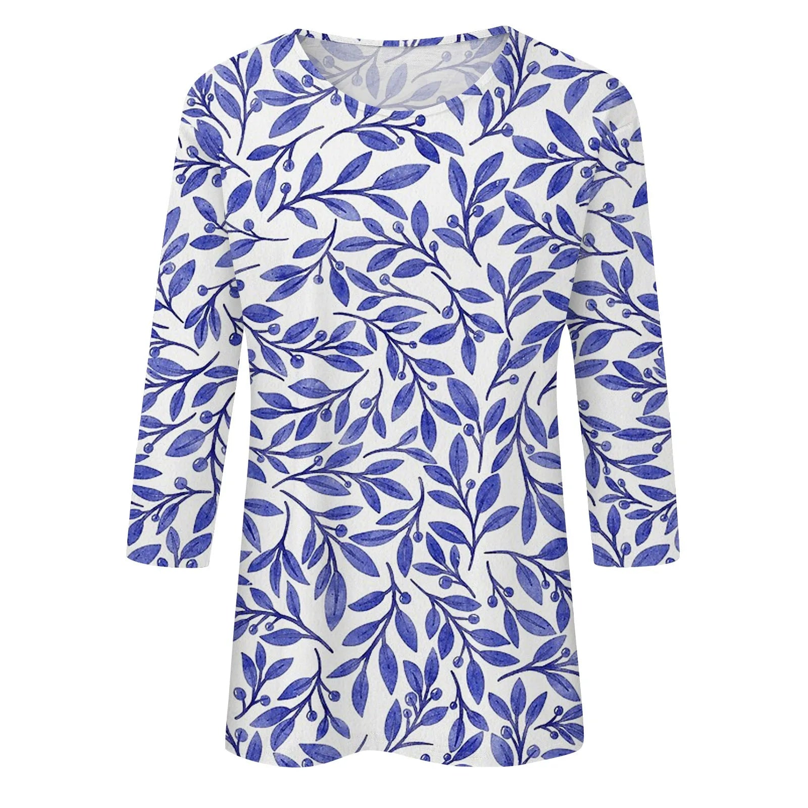 Casual 3/4 Sleeve Floral Print Galore Pullover Top Casual Tees | Chuzko.com