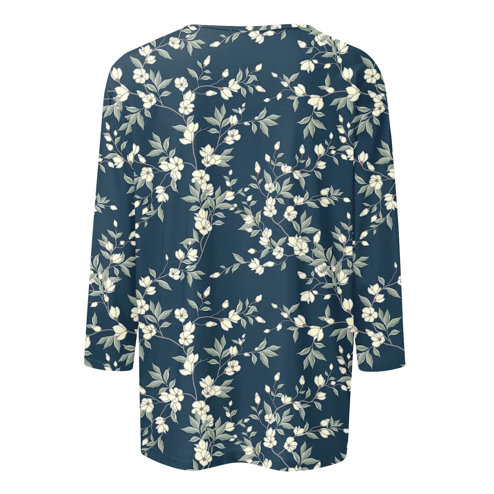 Casual 3/4 Sleeve Floral Print Galore Pullover Top Casual Tees | Chuzko.com