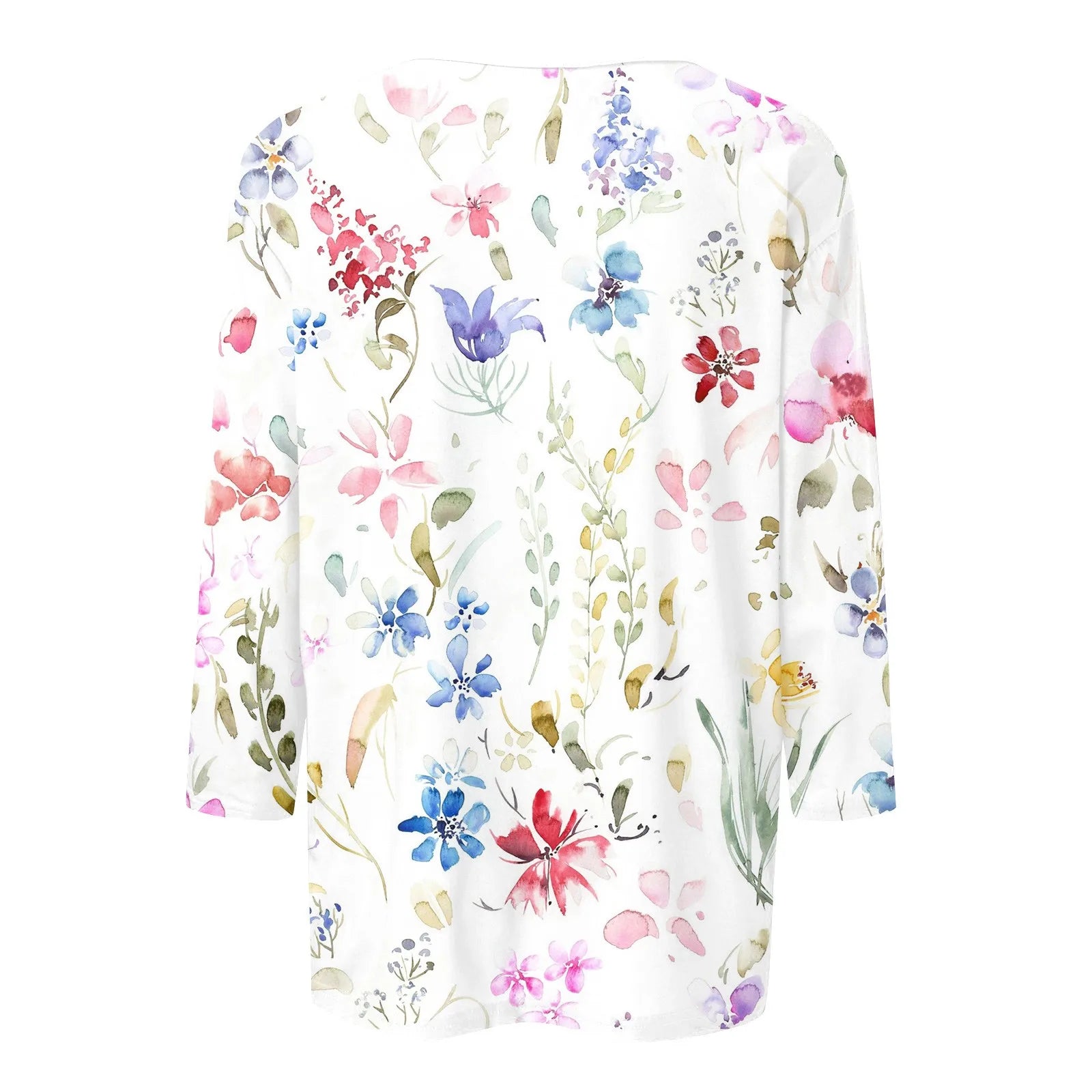 Casual 3/4 Sleeve Floral Print Galore Pullover Top Casual Tees | Chuzko.com