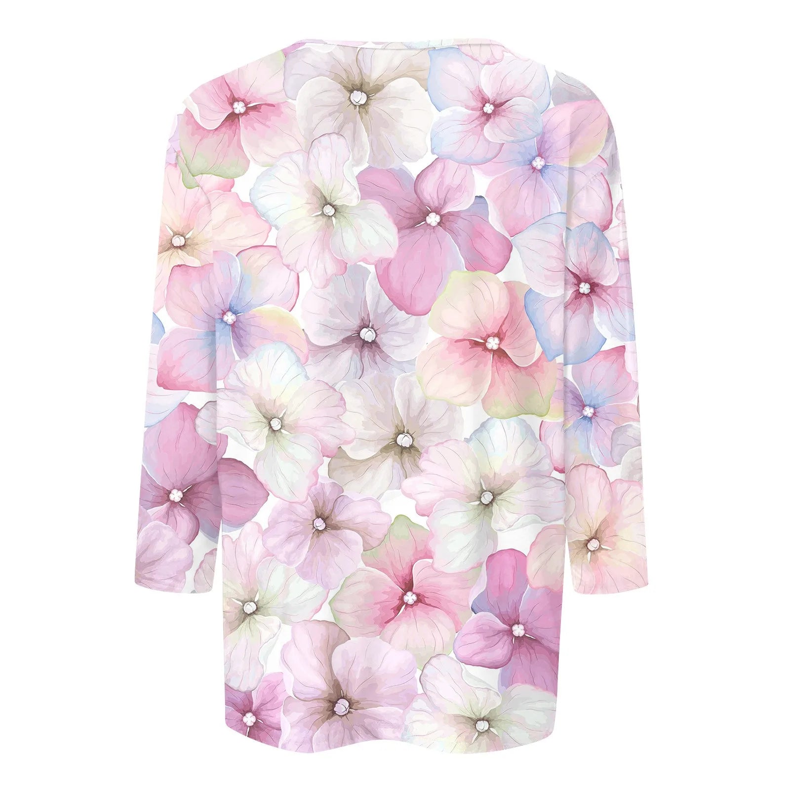 Casual 3/4 Sleeve Floral Print Galore Pullover Top Casual Tees | Chuzko.com