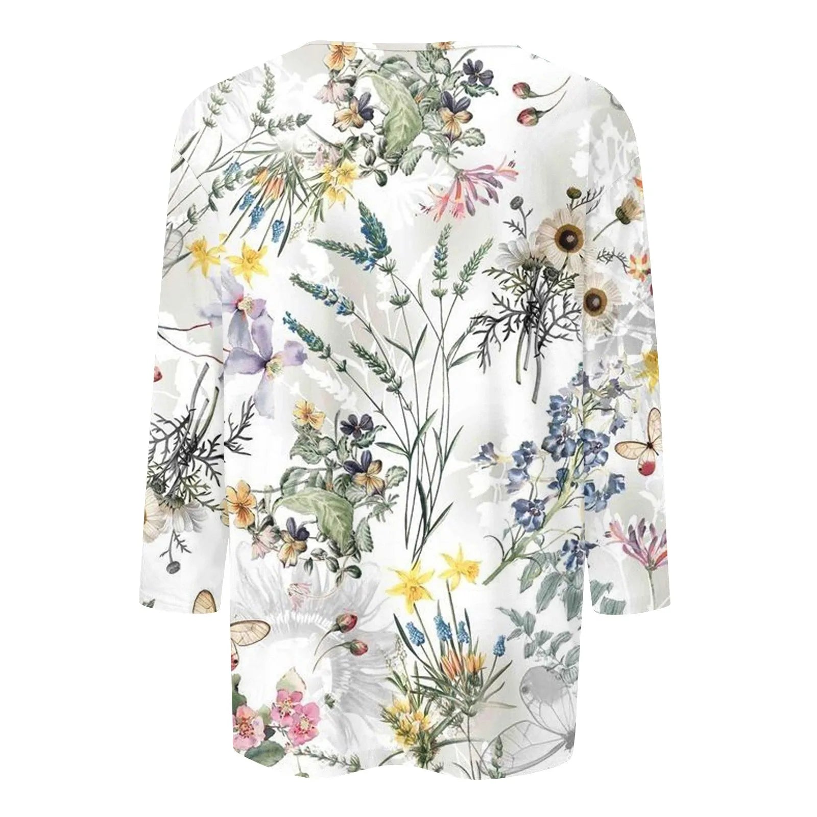 Casual 3/4 Sleeve Floral Print Galore Pullover Top Casual Tees | Chuzko.com