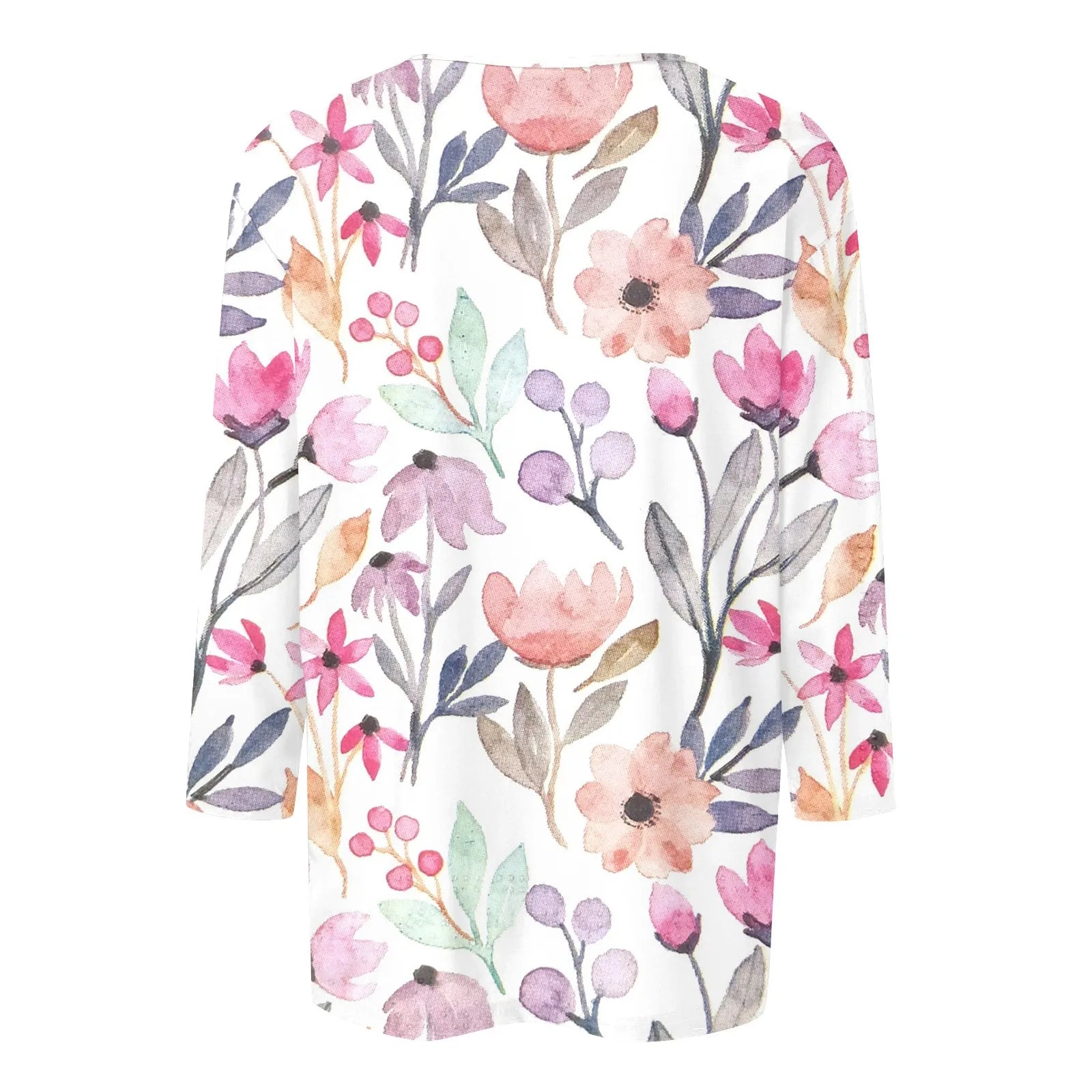 Casual 3/4 Sleeve Floral Print Galore Pullover Top Casual Tees | Chuzko.com