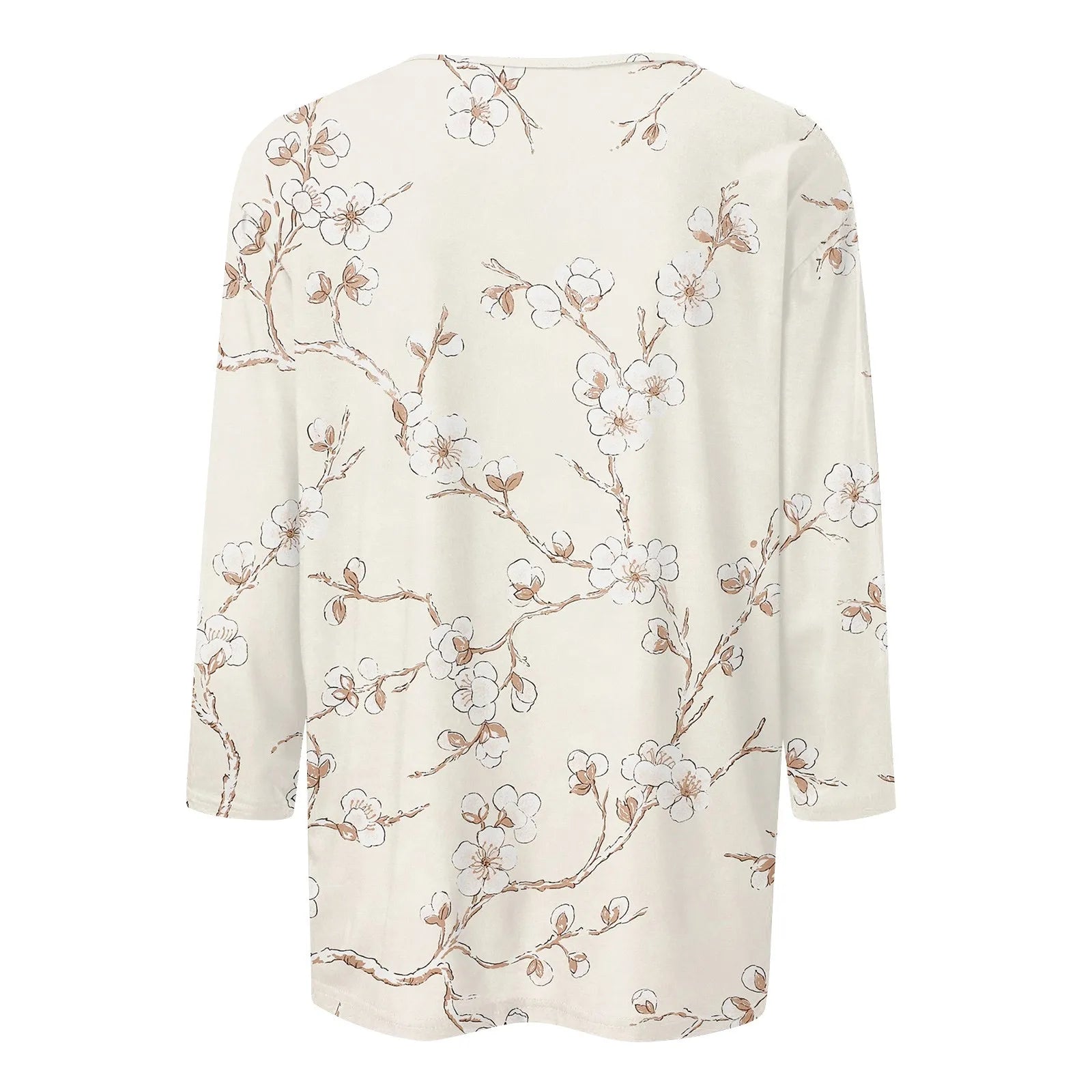 Casual 3/4 Sleeve Floral Print Galore Pullover Top Casual Tees | Chuzko.com