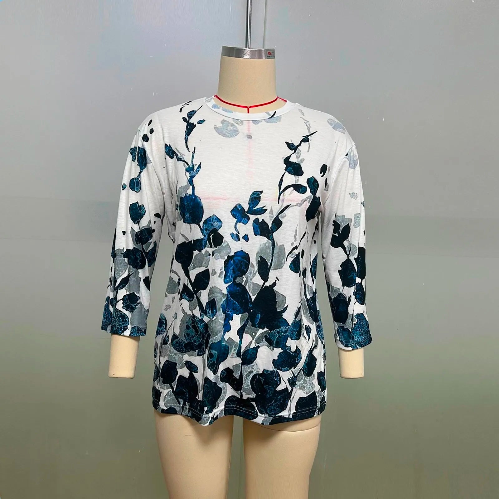 Casual 3/4 Sleeve Floral Print Galore Pullover Top Casual Tees | Chuzko.com