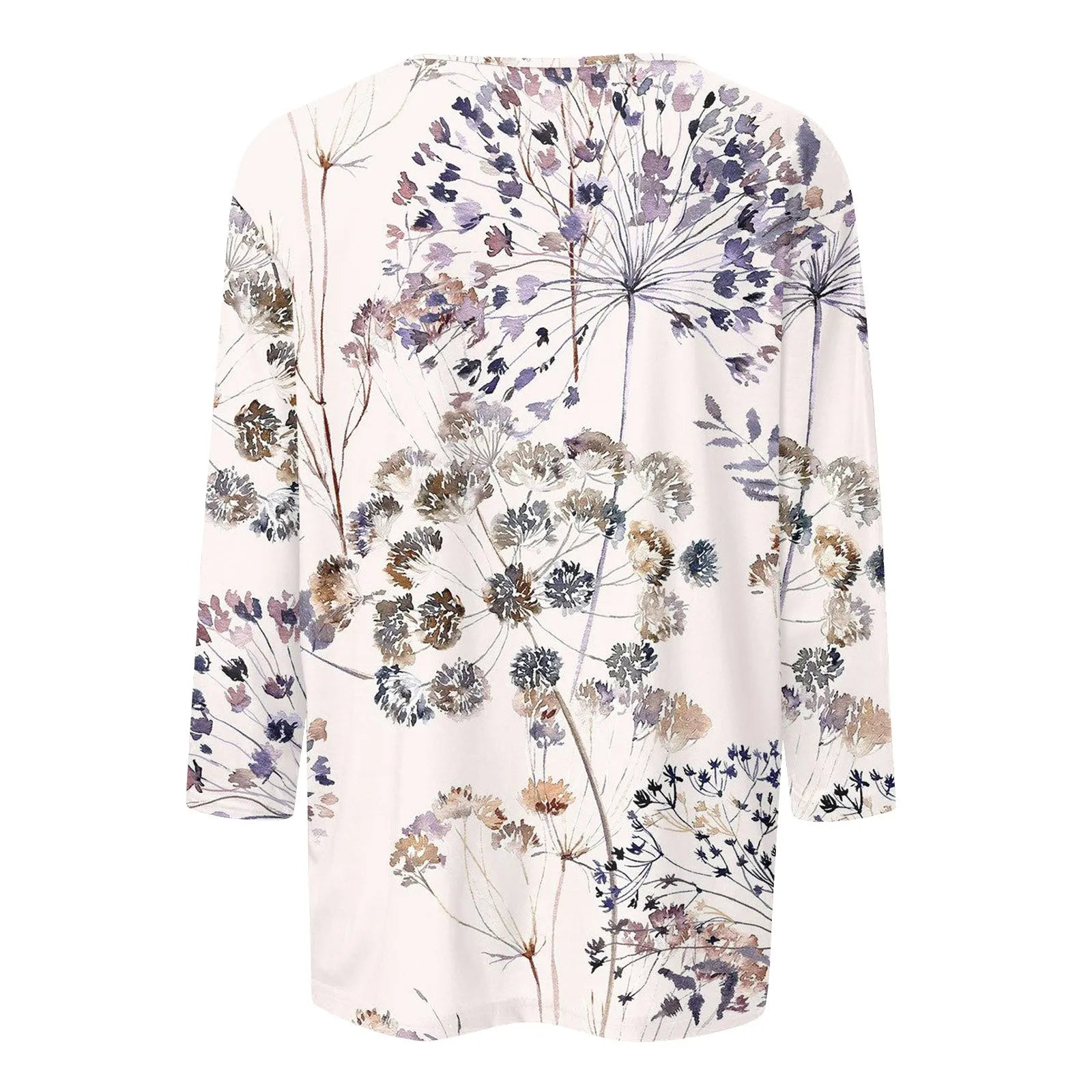 Casual 3/4 Sleeve Floral Print Galore Pullover Top Casual Tees | Chuzko.com