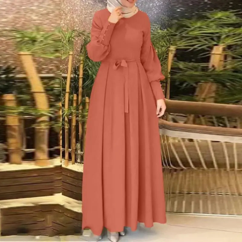 Traditional Muslim Maxi Dress - Solid Colors	