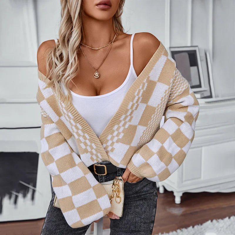 Grandpa Cardigans on Checkerboard Pattern Cardigans | Chuzko.com