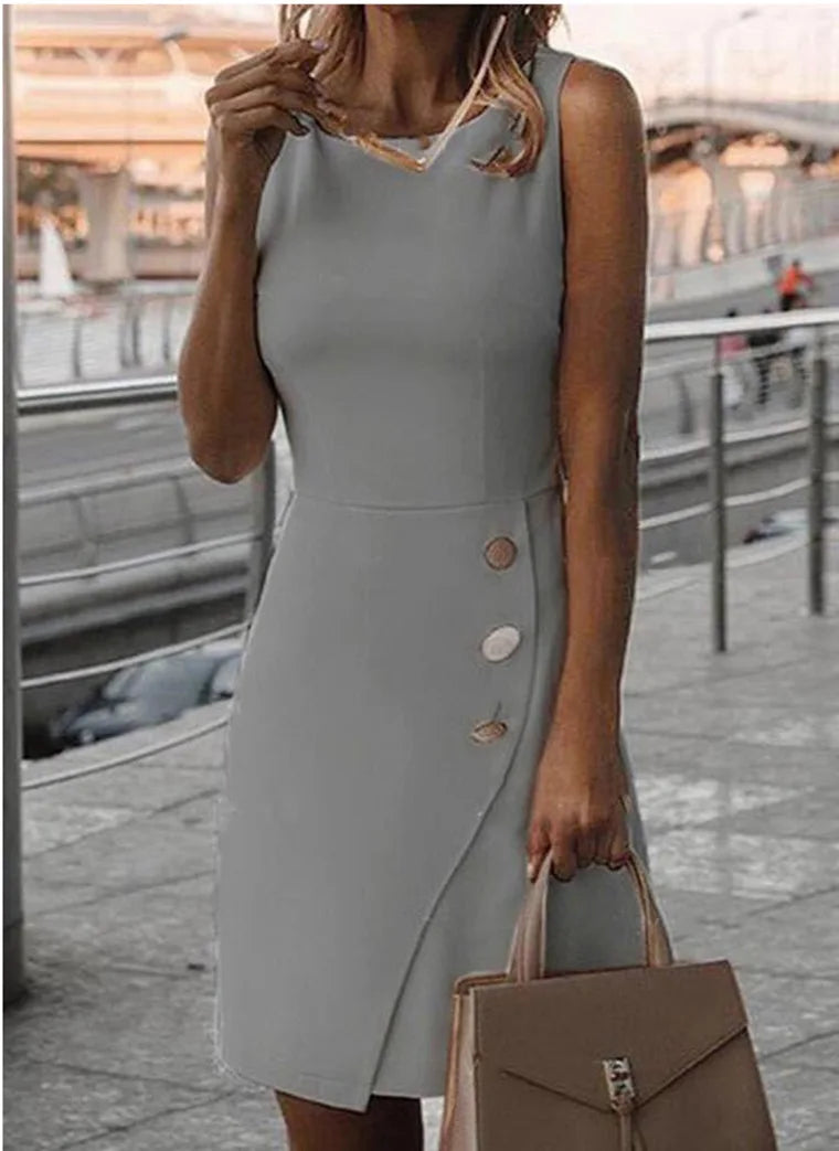 Exec Fashion O Neck Sleeveless Short Midi Dress Mini Dresses | Chuzko.com