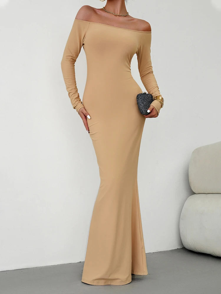 Off Shoulder Bodycon Mermaid Evening Dress - Full Length Evening | Chuzko.com