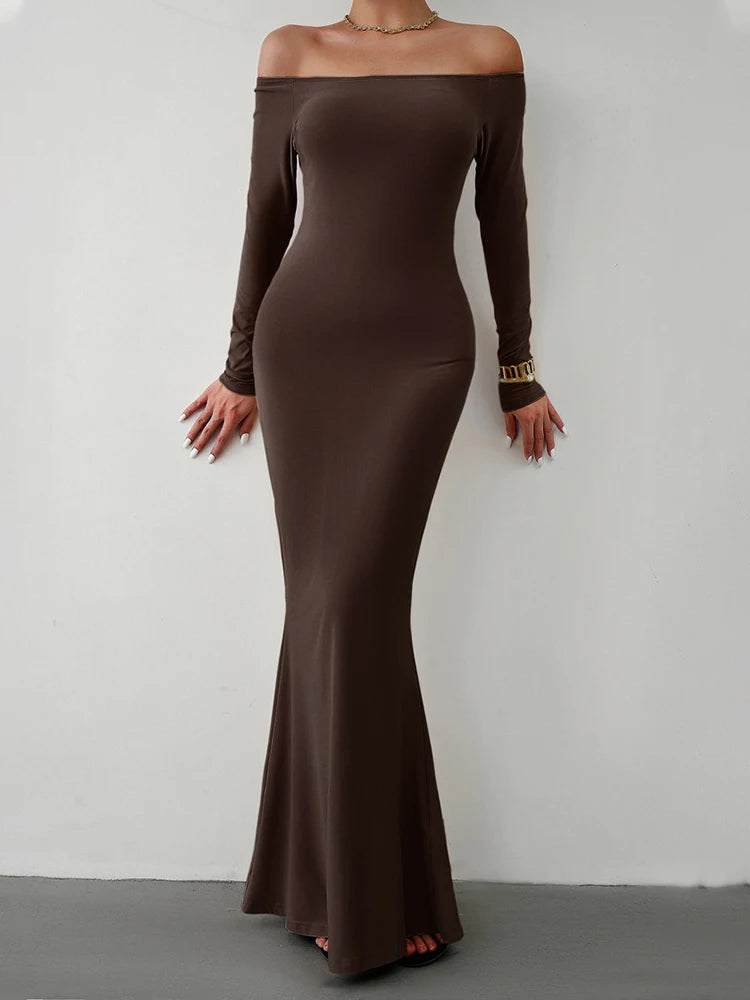 Off Shoulder Bodycon Mermaid Evening Dress - Full Length Evening | Chuzko.com