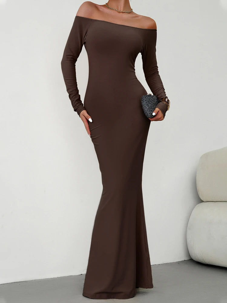 Off Shoulder Bodycon Mermaid Evening Dress - Full Length Evening | Chuzko.com