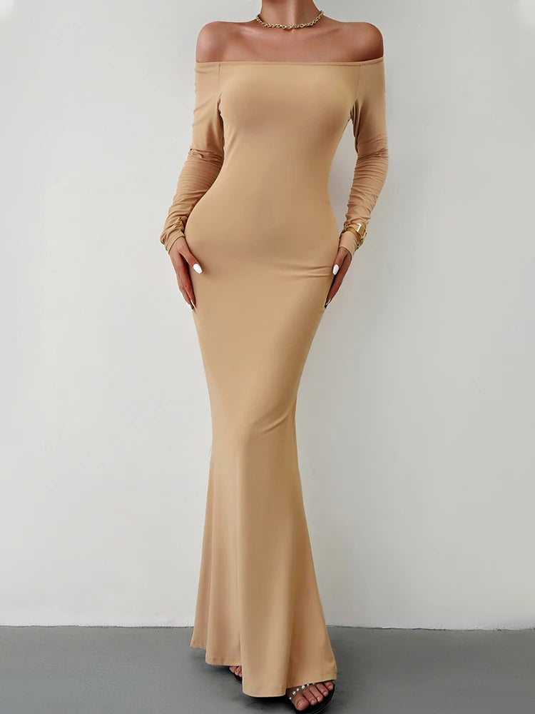 Off Shoulder Bodycon Mermaid Evening Dress - Full Length Evening | Chuzko.com