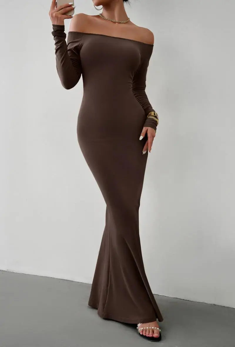 Off Shoulder Bodycon Mermaid Evening Dress - Full Length Evening | Chuzko.com