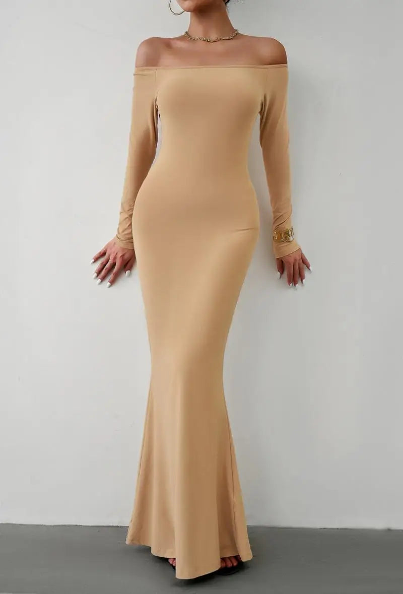 Off Shoulder Bodycon Mermaid Evening Dress - Full Length Evening | Chuzko.com