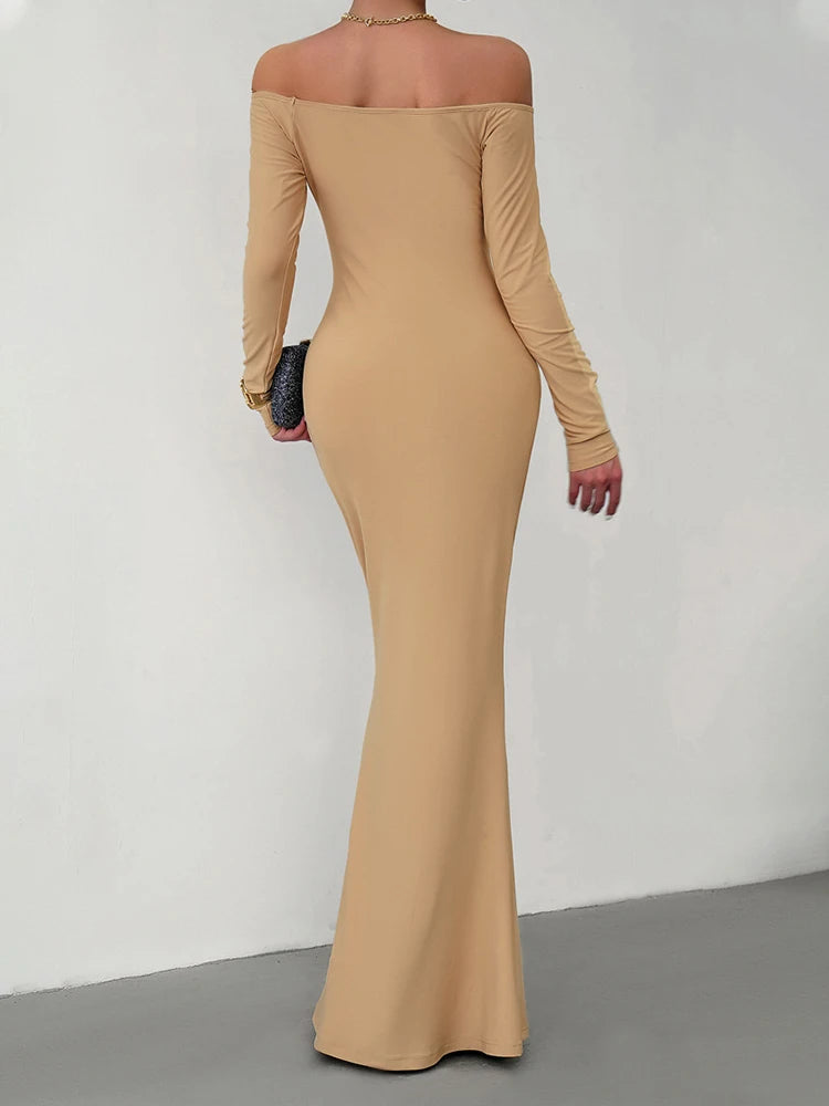 Off Shoulder Bodycon Mermaid Evening Dress - Full Length Evening | Chuzko.com