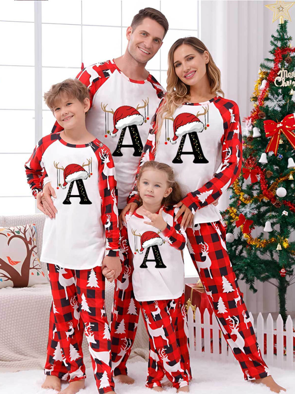 Pajamas Family Set: Santa’s Hat Alphabet Printed	