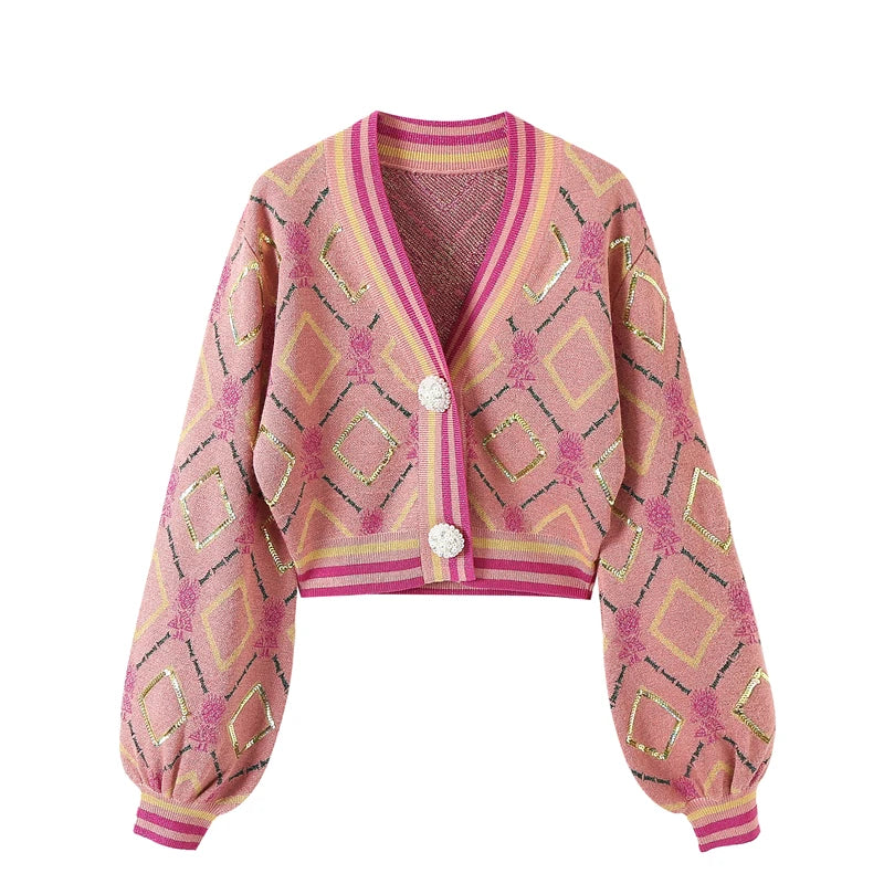 Sparkle Stripe Crop Cardigan Sweater for Evenings Cardigans | Chuzko.com