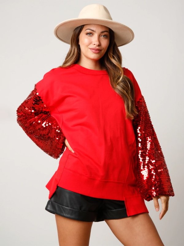 Sequined Angel Wings Christmas High-Low Sweatshirt	