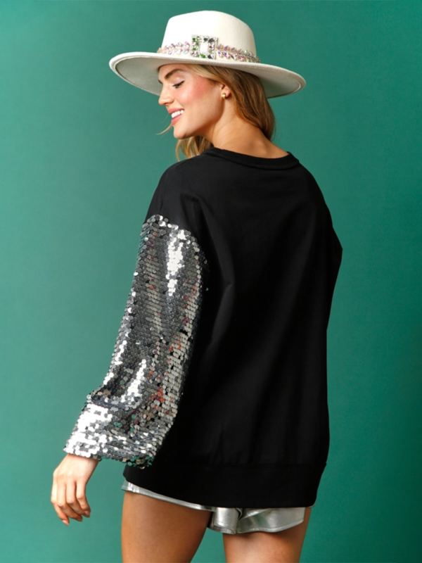 Sequined Angel Wings Christmas High-Low Sweatshirt Holiday | Chuzko.com