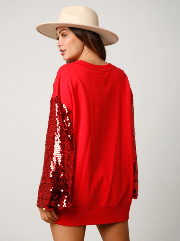 Sequined Angel Wings Christmas High-Low Sweatshirt Holiday | Chuzko.com