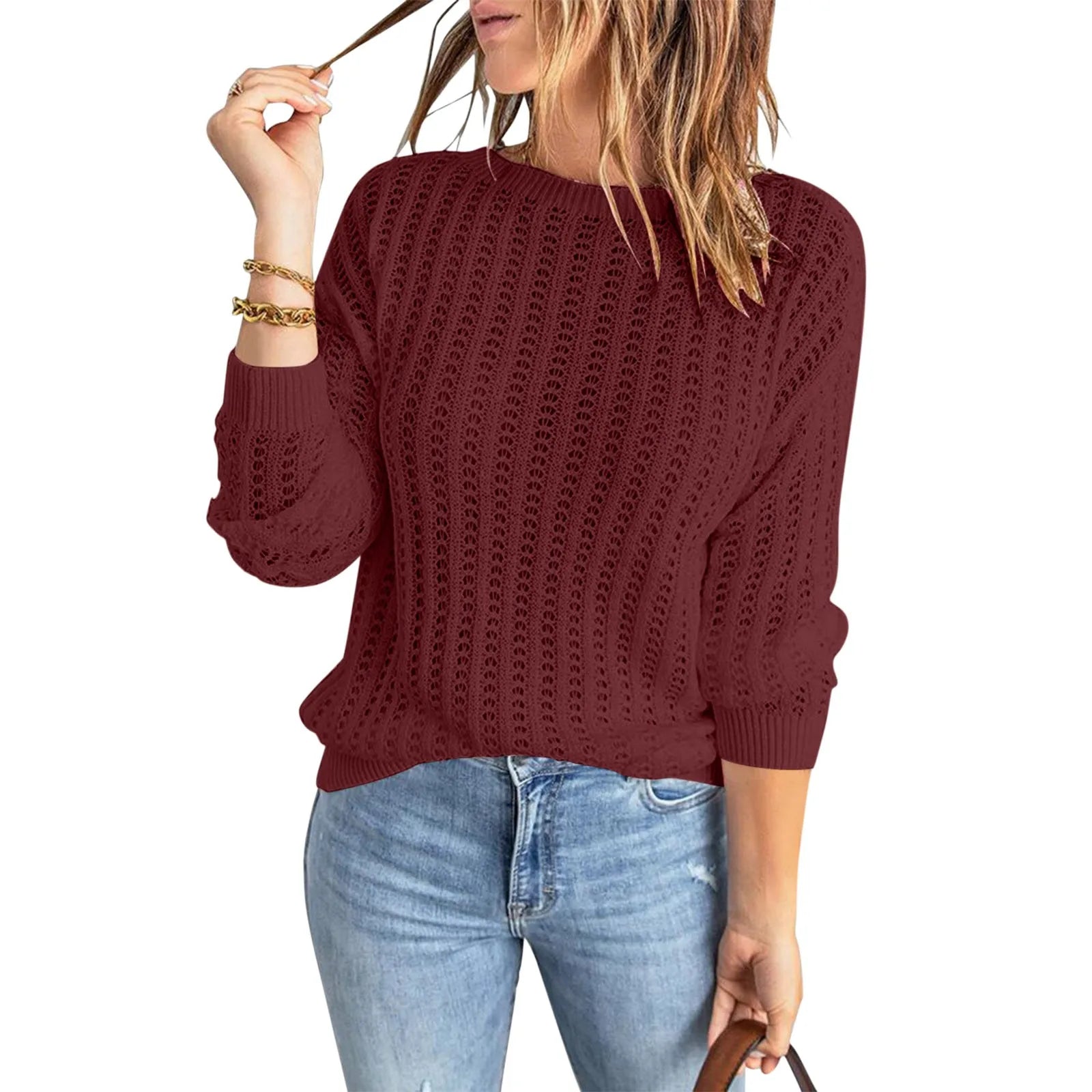 Hollow Knit Pullover Essential Autumn Sweater Sweates | Chuzko.com