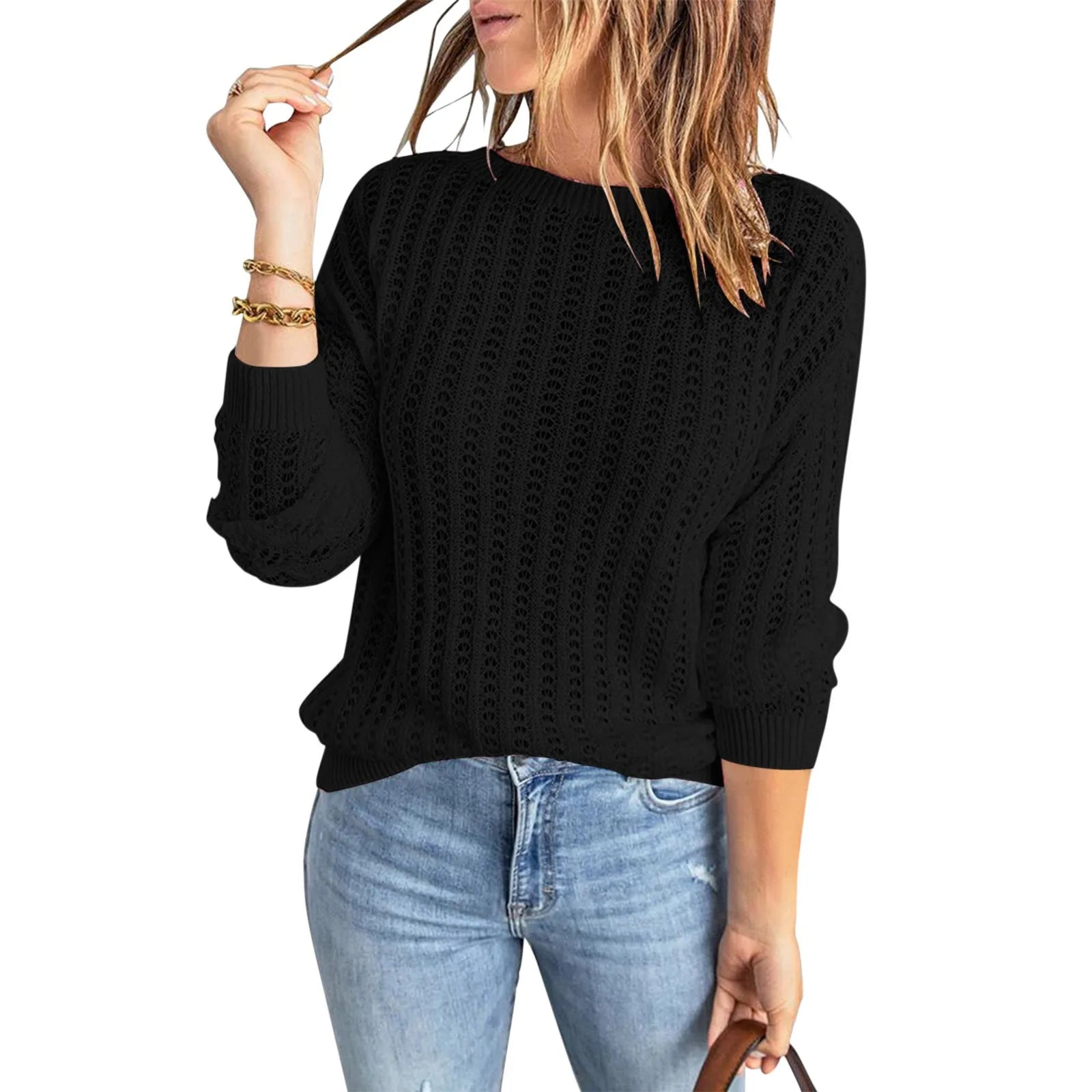 Hollow Knit Pullover Essential Autumn Sweater Sweates | Chuzko.com