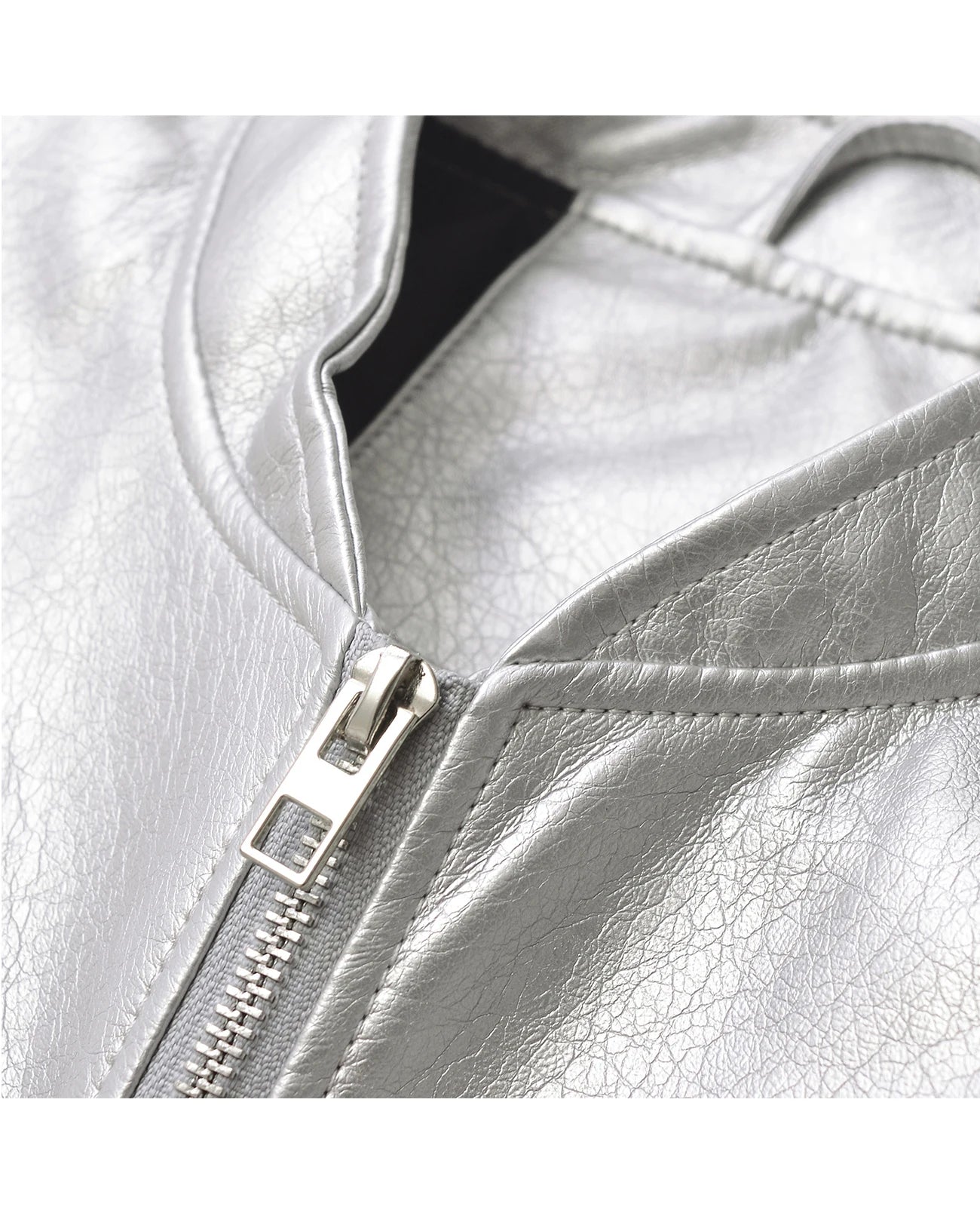 Metallic Bomber Silver Pilot Jacket Moto Jackets | Chuzko.com