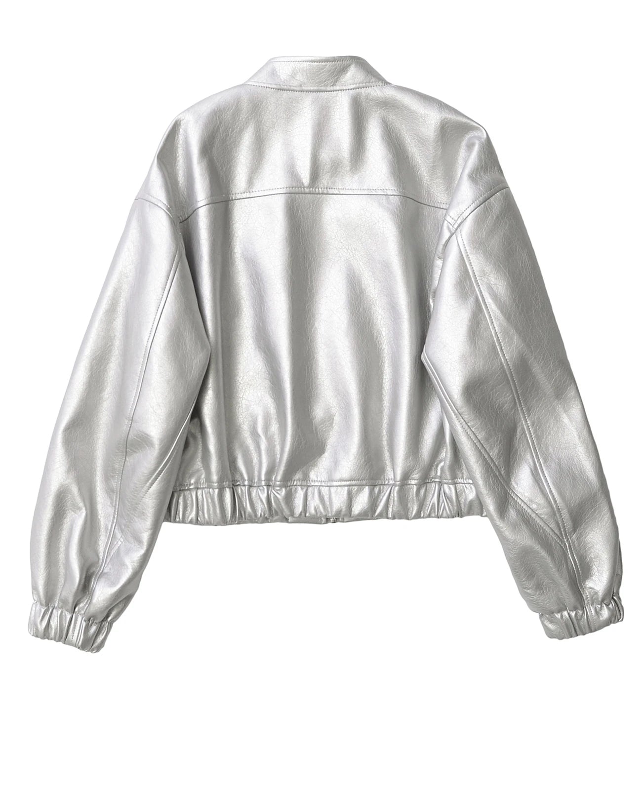 Metallic Bomber Silver Pilot Jacket Moto Jackets | Chuzko.com