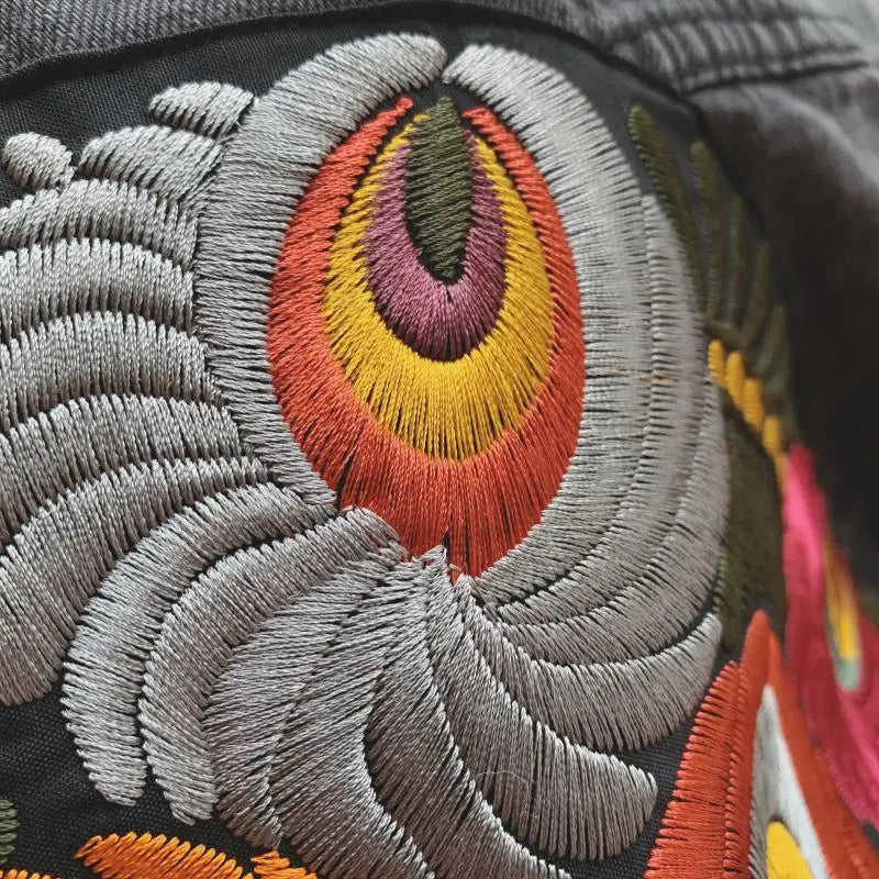 Floral Embroidered Patch on Back Denim Oversized Jacket Denim | Chuzko.com