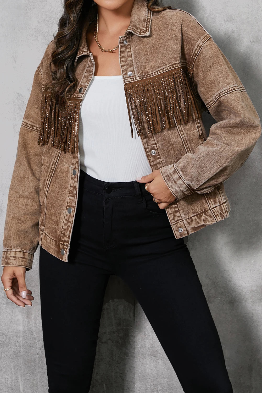 Retro Denim Women Jacket Autumn Winter Frills Denim Jackets | Chuzko.com