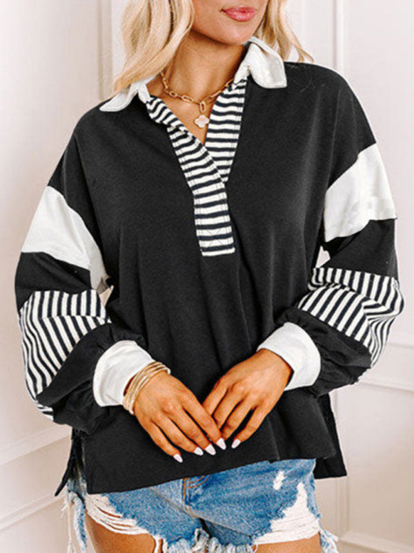 Bold Patchwork Inside Out Seams Pullover Tops Pullover Tops | Chuzko.com