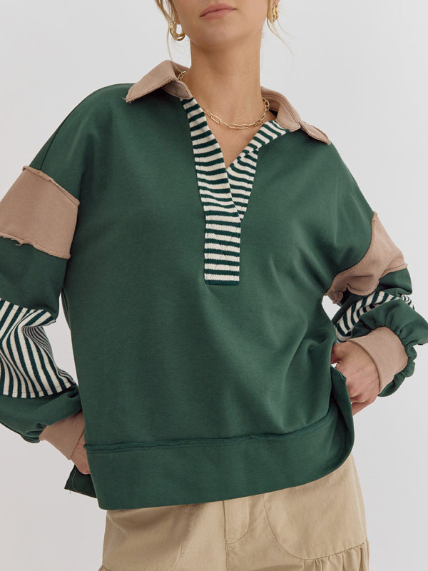 Bold Patchwork Inside Out Seams Pullover Tops Pullover Tops | Chuzko.com