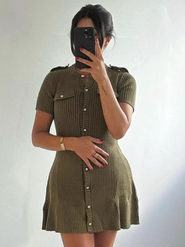 Short Sleeve Knit Shirt Mini Dress	