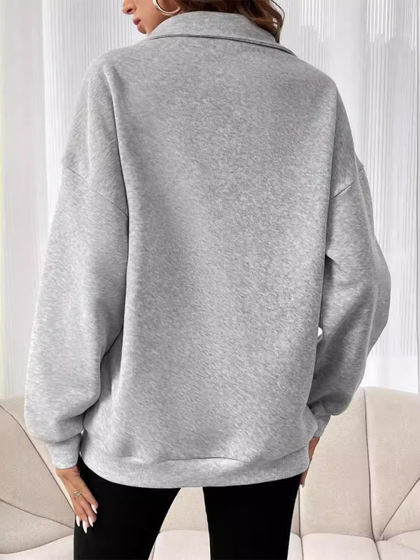 Drop Shoulders Half Zip Classic Sweatshirt Sweatshirts | Chuzko.com