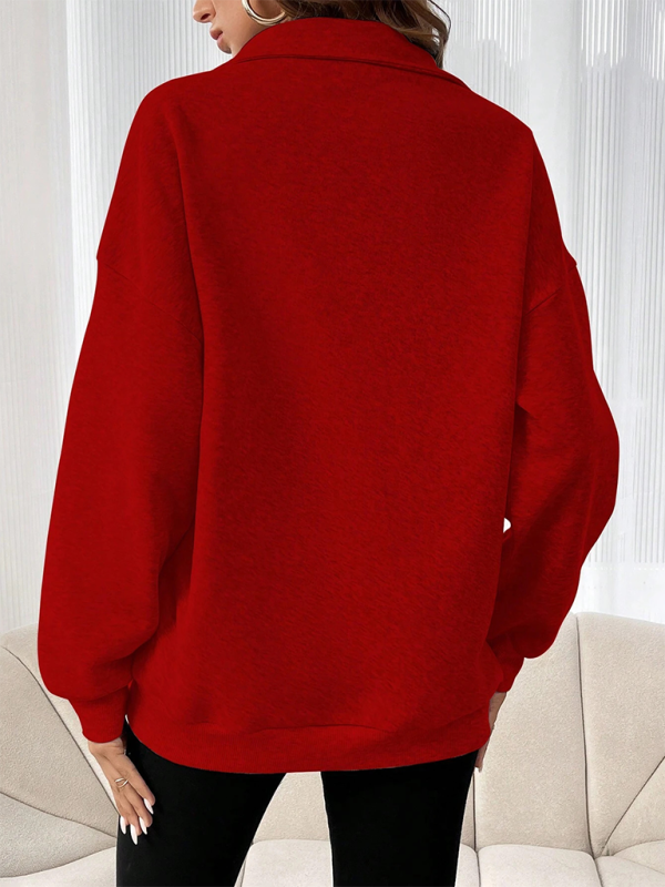 Drop Shoulders Half Zip Classic Sweatshirt Sweatshirts | Chuzko.com