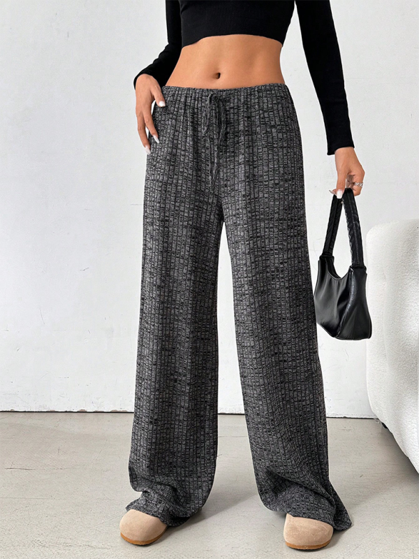 Trendy Bi-color Stripes & Texture Fabric Pants Pants | Chuzko.com