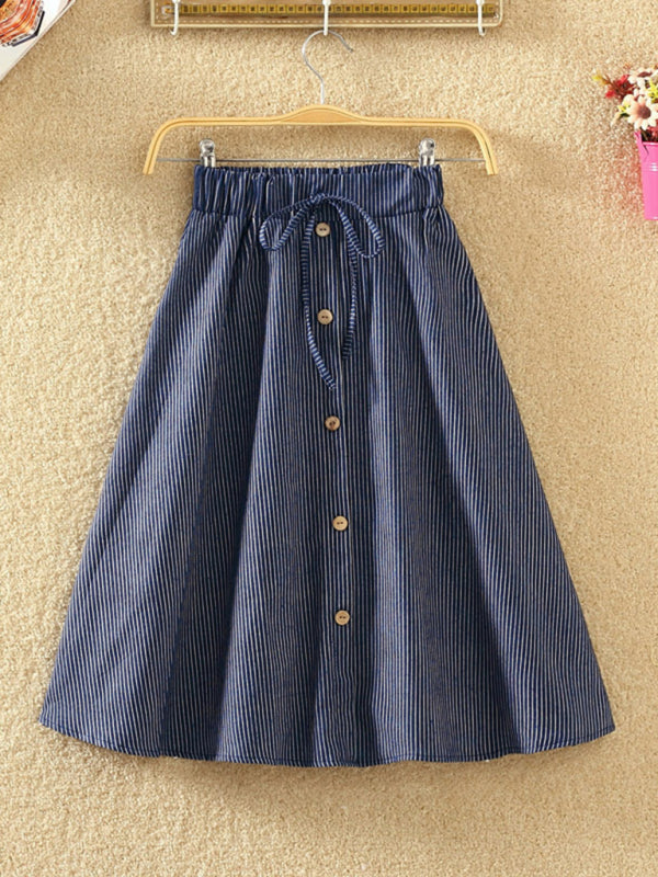 Elastic Waist Button-Down A-Line Denim Skirts – Perfect for | Chuzko.com