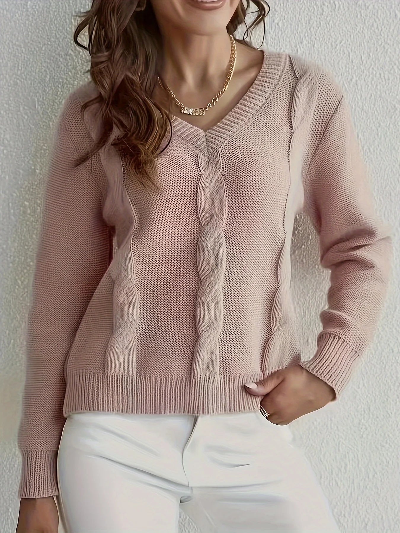 V-neck Knitting Combination Sweaters Women Sweaters | Chuzko.com