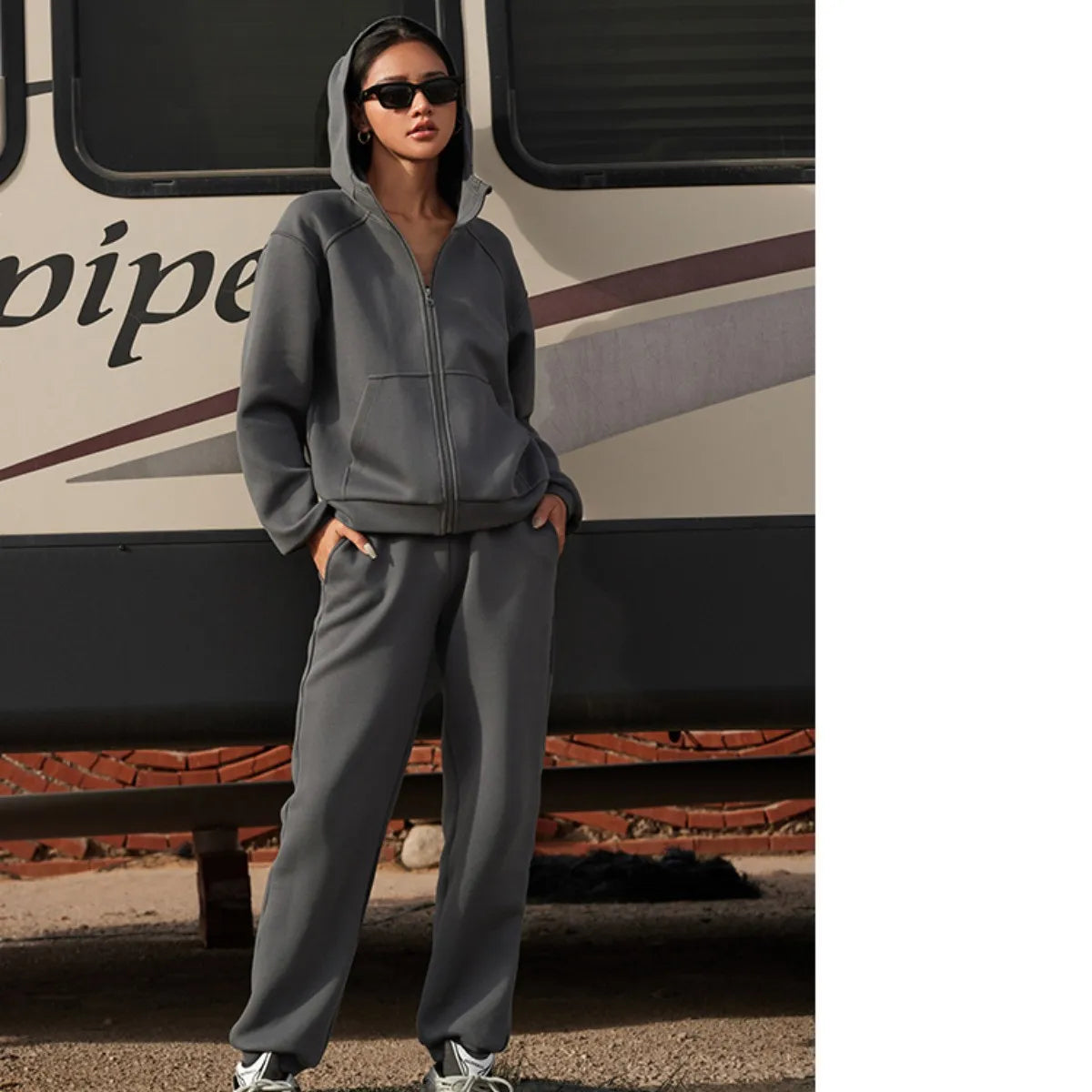 2-Piece Jogger Set Hooded Sweatshirt & Pants Sporty Outfits | Chuzko.com