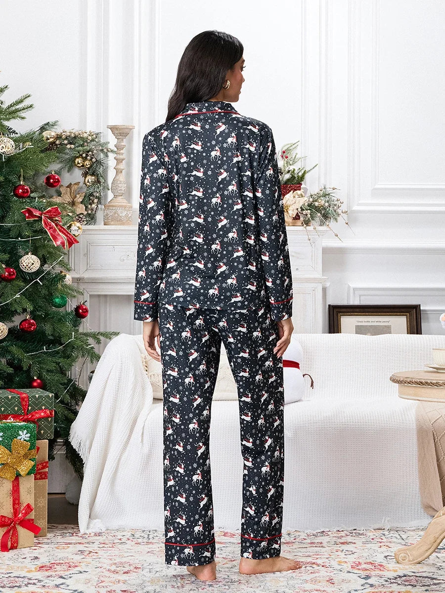 Christmas Pajama Reindeer Loungewear 2-Piece Shirts & Pants | Chuzko.com