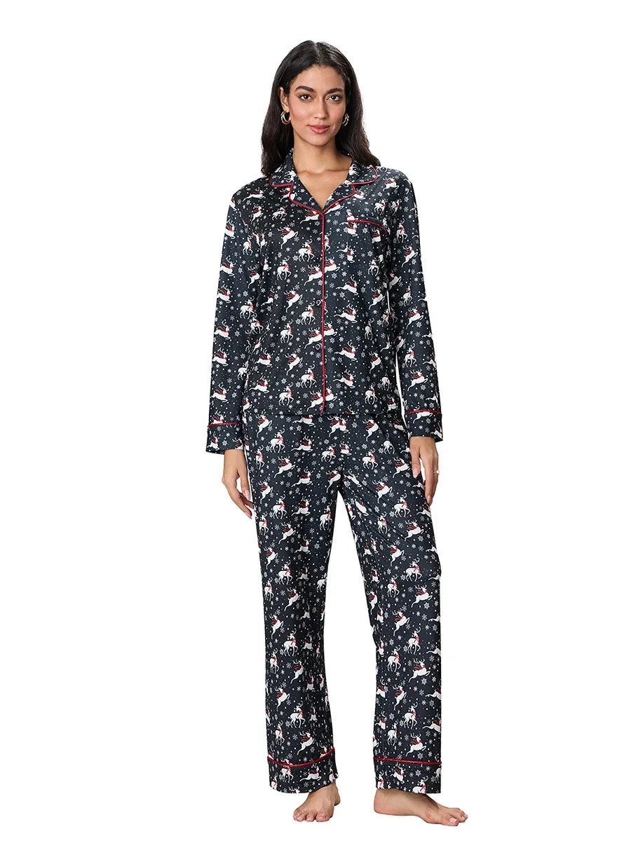 Christmas Pajama Reindeer Loungewear 2-Piece Shirts & Pants	