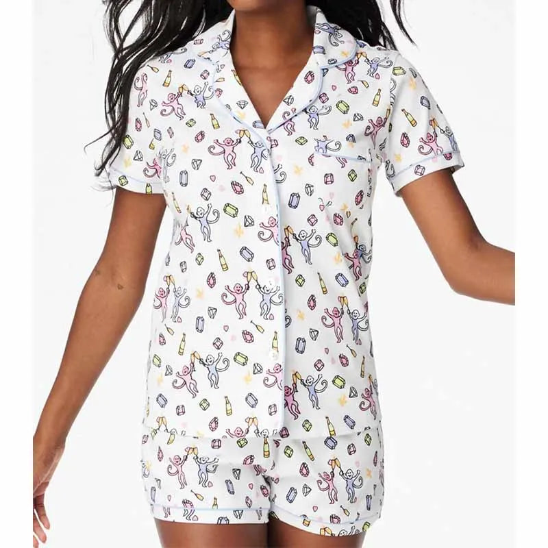 Bunny Print Pajamas – 2-Piece Shorts & Shirt Set Pajamas Set | Chuzko.com