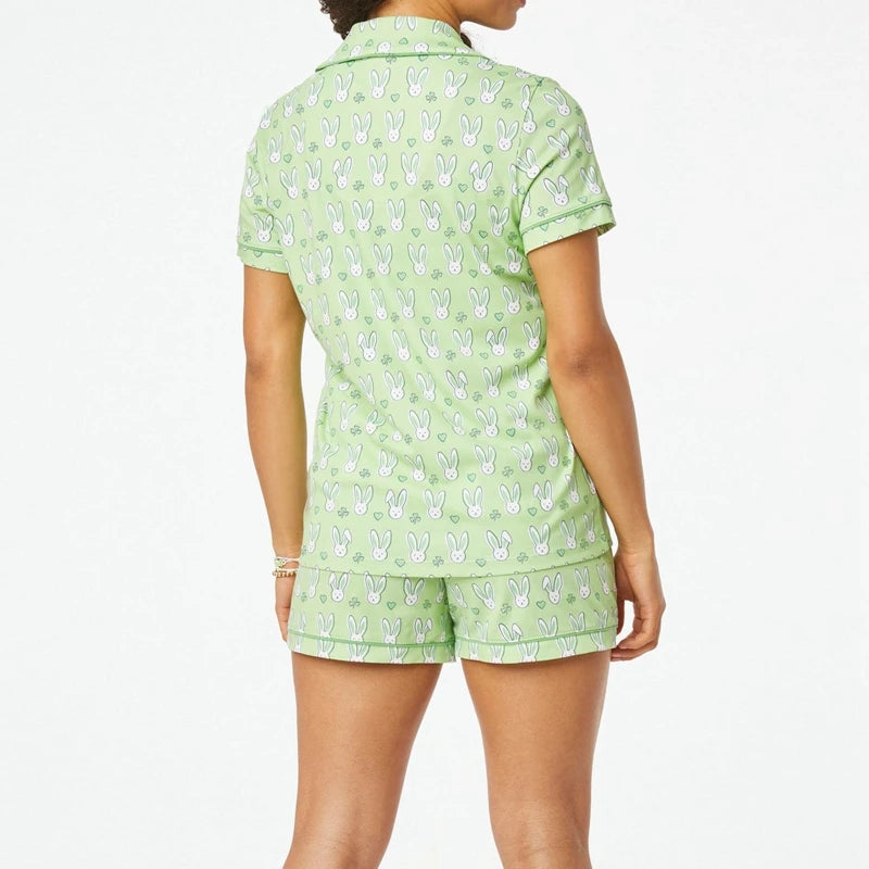 Bunny Print Pajamas – 2-Piece Shorts & Shirt Set Pajamas Set | Chuzko.com