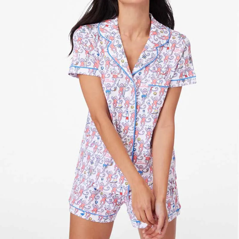 Bunny Print Pajamas – 2-Piece Shorts & Shirt Set Pajamas Set | Chuzko.com