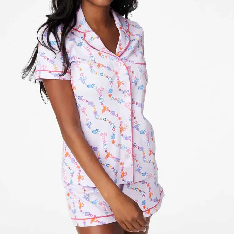 Bunny Print Pajamas – 2-Piece Shorts & Shirt Set Pajamas Set | Chuzko.com