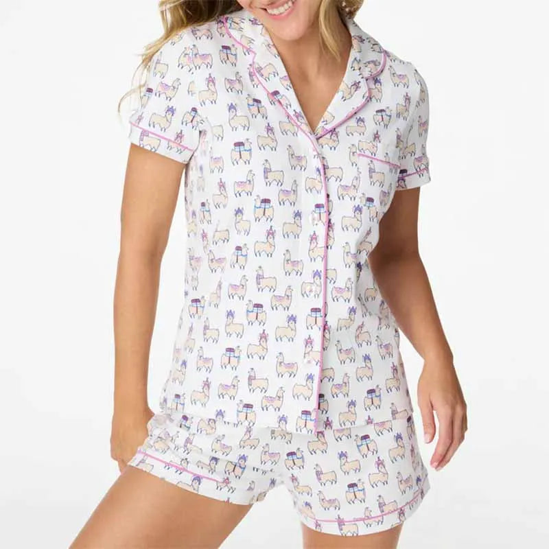 Bunny Print Pajamas – 2-Piece Shorts & Shirt Set Pajamas Set | Chuzko.com